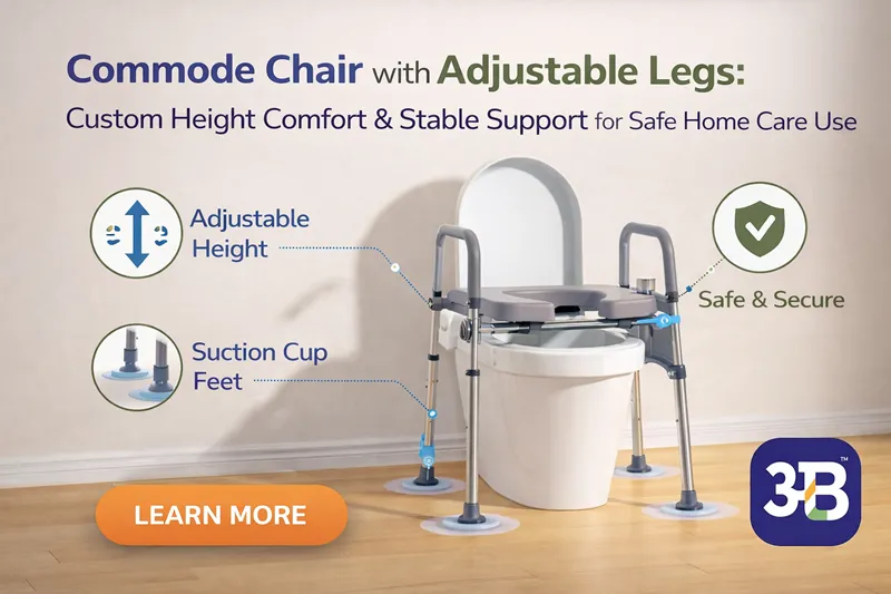 Commode Chair with Adjustable Legs: Custom Height Comfort & Stable Support for Safe Home Care Use