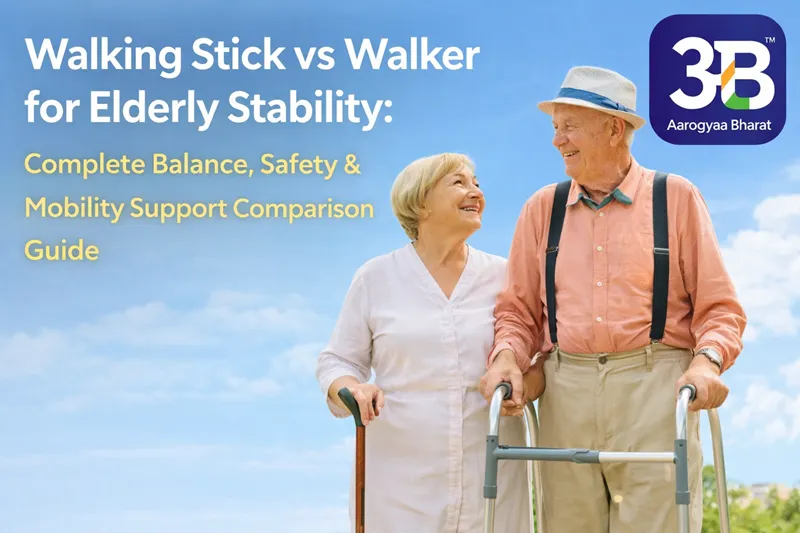 Walking Stick vs Walker for Elderly Stability: Complete Balance, Safety & Mobility Support Comparison Guide | Aarogyaa Bharat