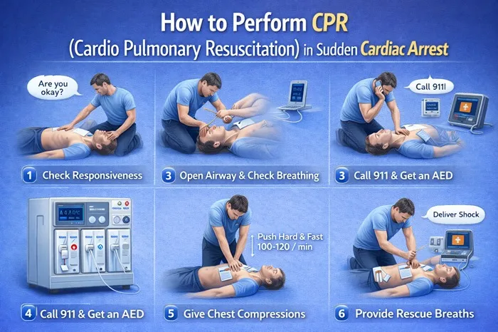 How to Perform CPR (Cardio Pulmonary Resuscitation) in Sudden Cardiac Arrest