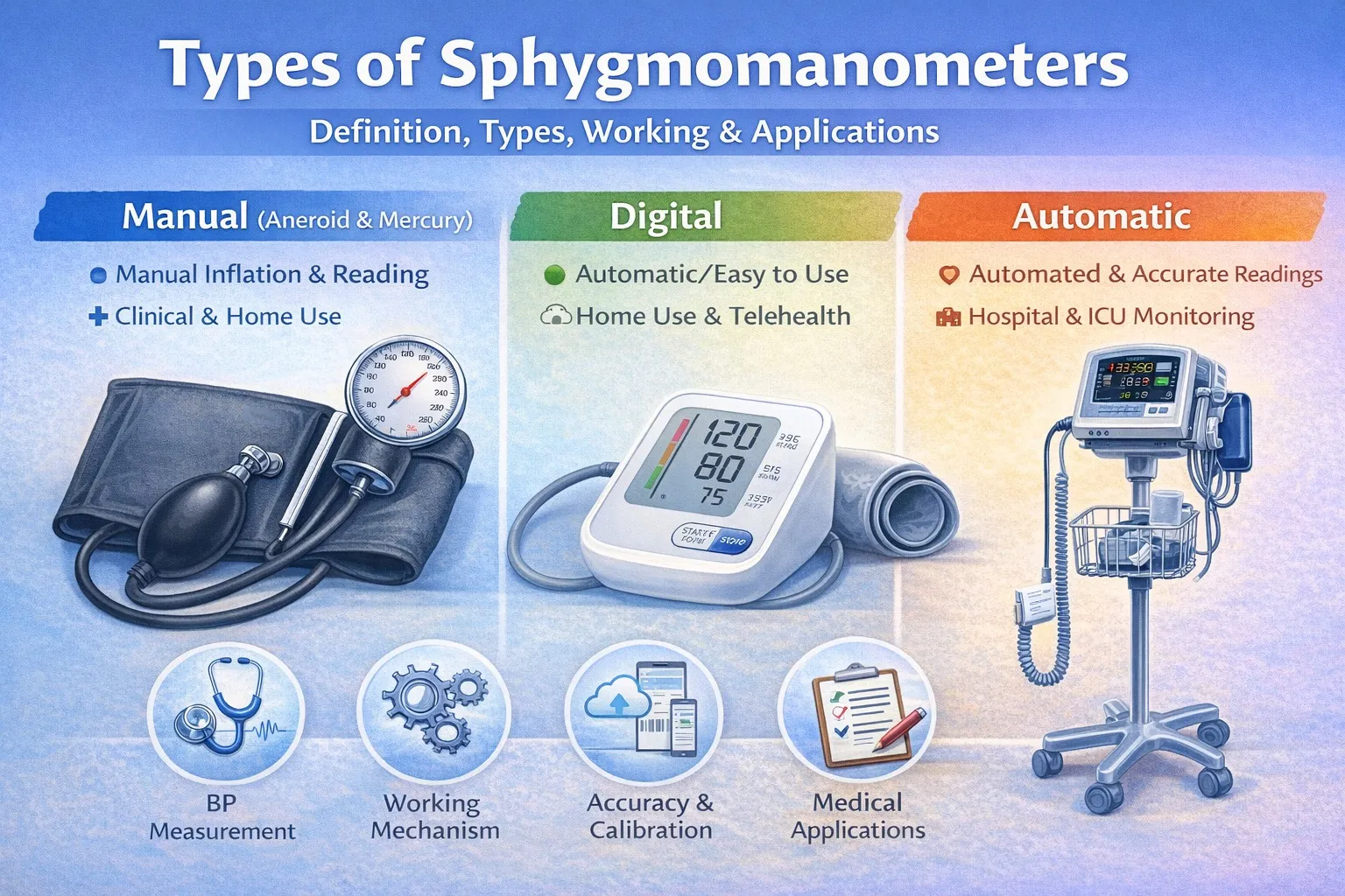 Types of Sphygmomanometers: Definition, Types, Working & Applications