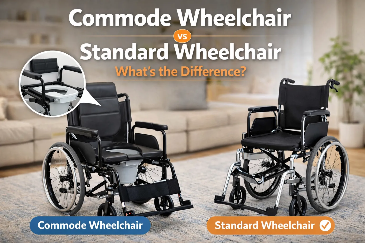 Commode Wheelchair vs Standard Wheelchair: What’s the Difference?