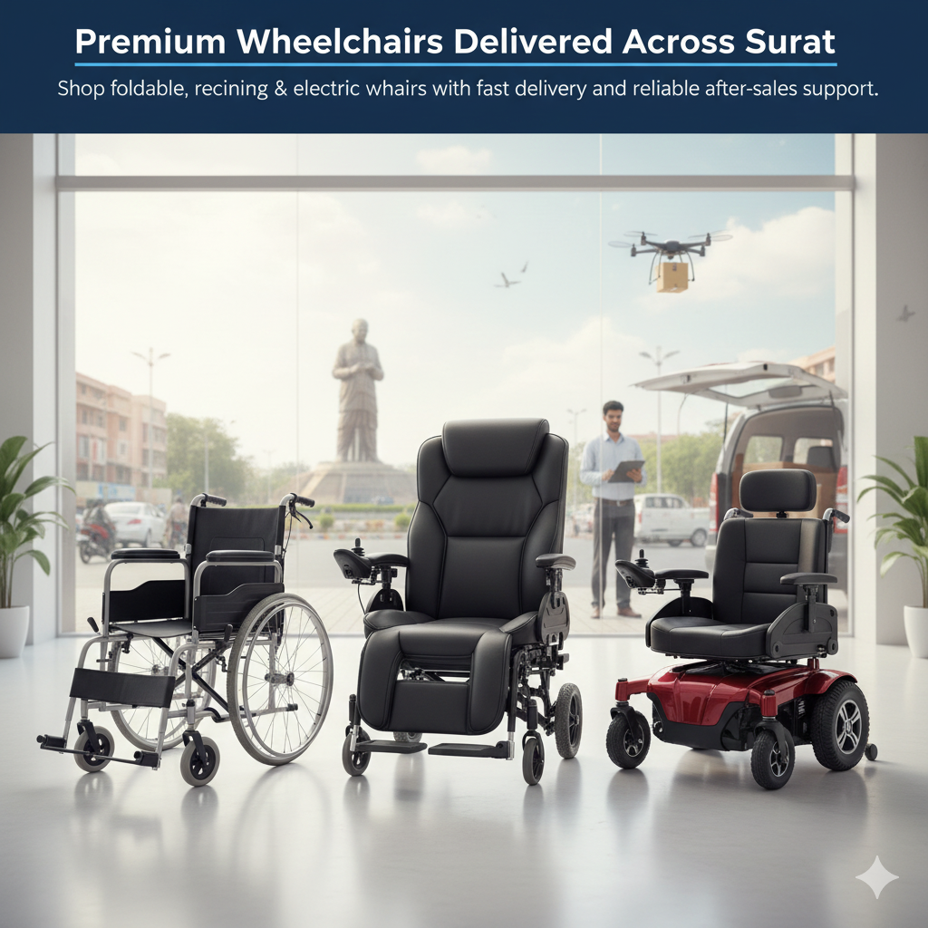 Wheelchair for Sale in Surat | Foldable, Reclining & Electric Models