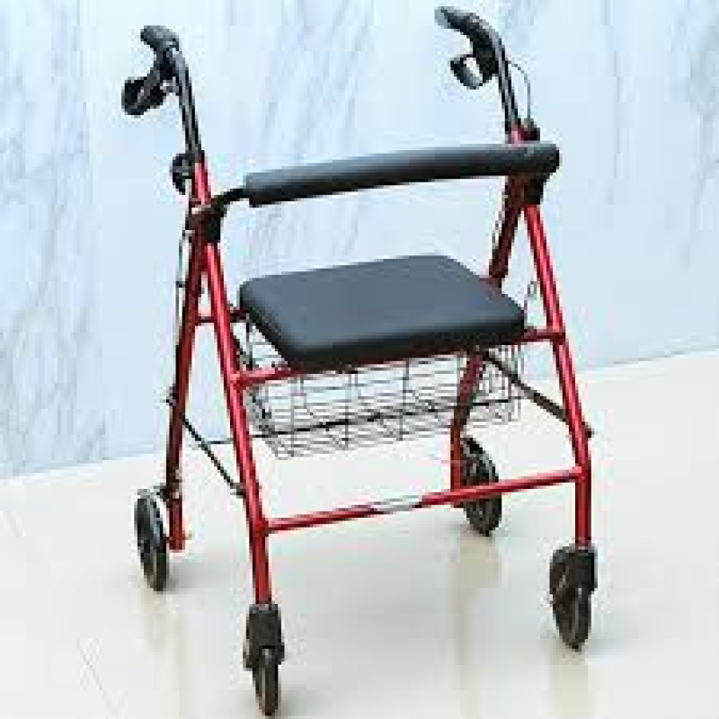 Aarogyaa Bharat 4 Wheel Rollator Walker - Red (RX406)