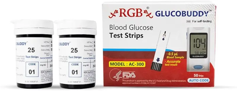 RGB Glucobuddy AC 300, 50 Glucometer Strips